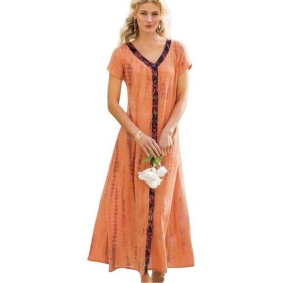 Soft Surroundings Beachy Tie Dye Flowy Maxi Dress Size Large - Picture 1 of 10